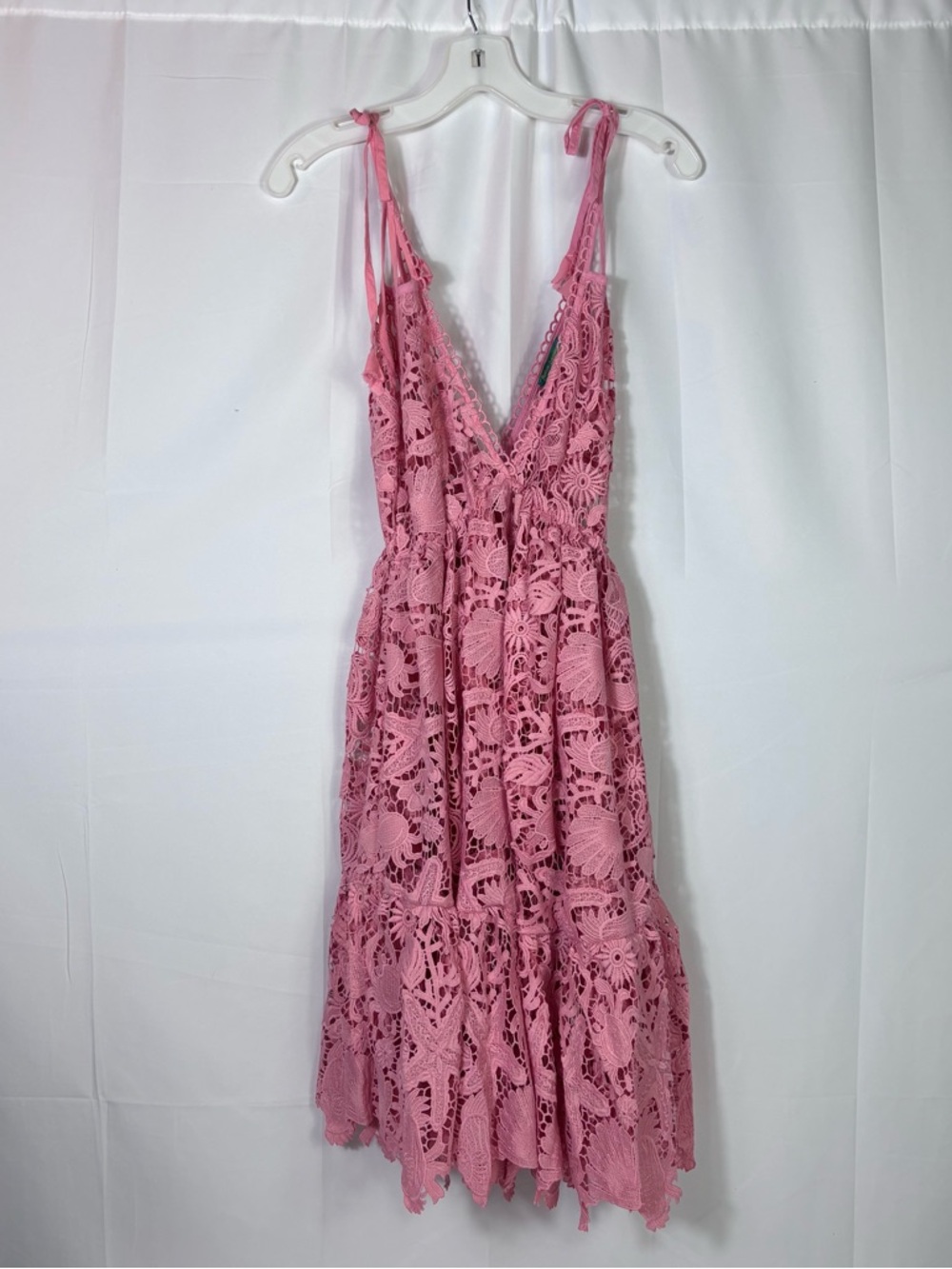 Antica Sartoria Pink Lace Dress OS Positano Boho Sheer Cover-Up